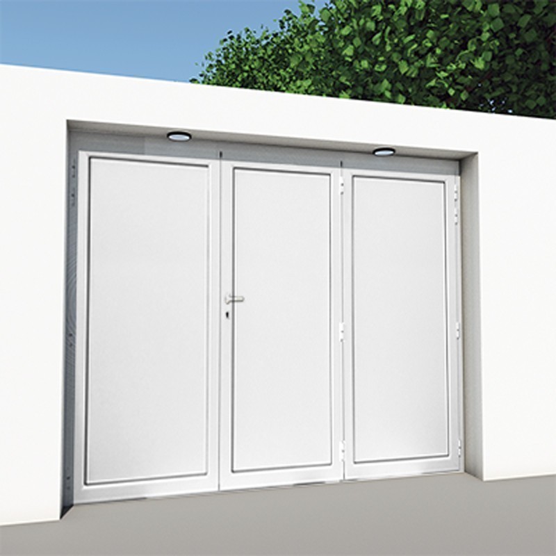 tensión Componer teatro Puerta de garaje aluminio batiente 3 hojas standard 2400 x 2000 mm