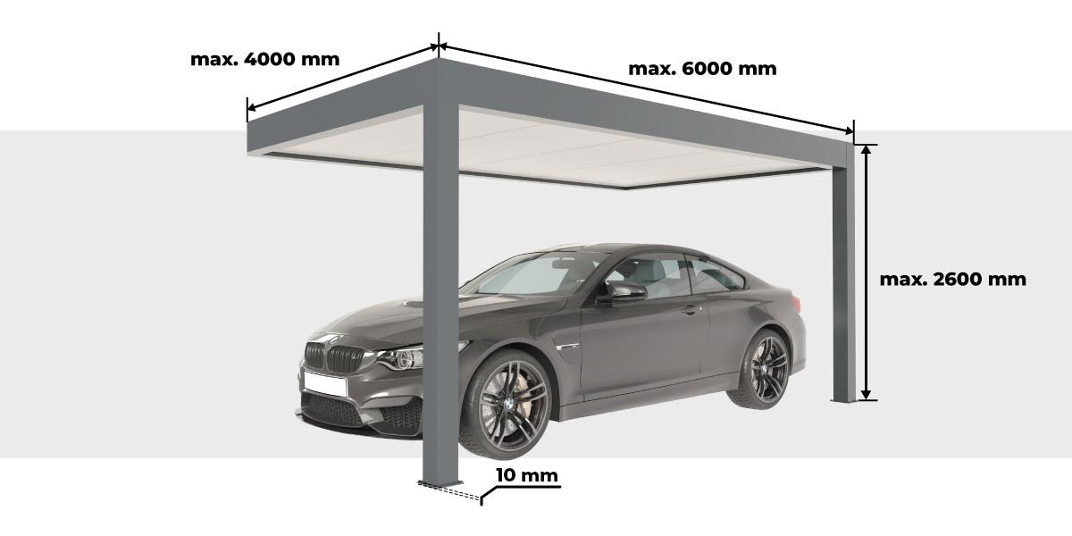 Medidas Cubierta para Coche Tejado Plano Adosada a Medida