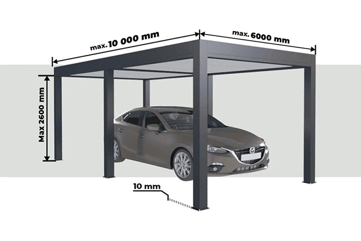 Medidas Cubierta para Coche Doble Tejado Plano Autoportante a Medida