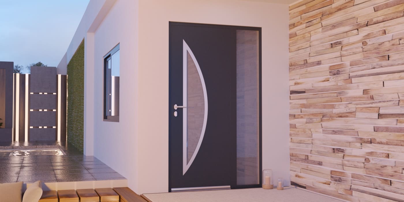 Puerta de Entrada en Aluminio a Medida Corfou Alunox con Fijo - Imagen 1