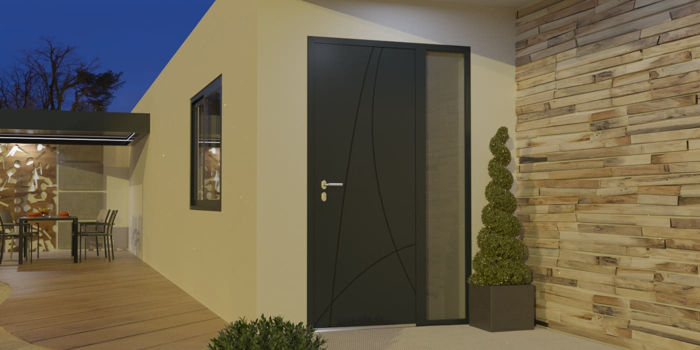 Puerta de Entrada en Aluminio a Medida Ibiza con Fijo - Imagen 1