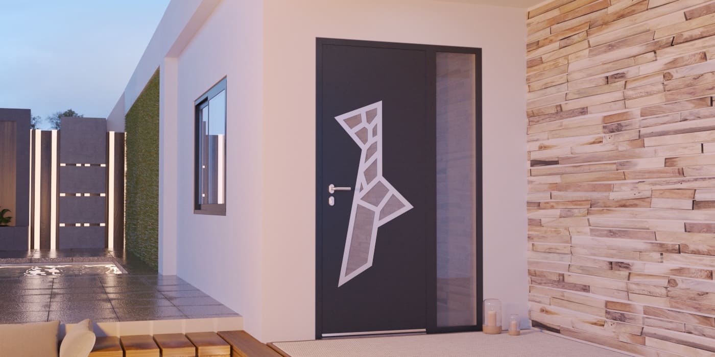 Puerta de Entrada en Aluminio a Medida Kalamos Alunox con Fijo - Imagen 1