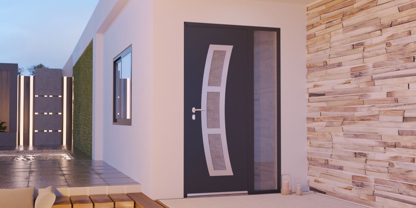 Puerta de Entrada en Aluminio a Medida Lipari Alunox con Fijo - Imagen 1