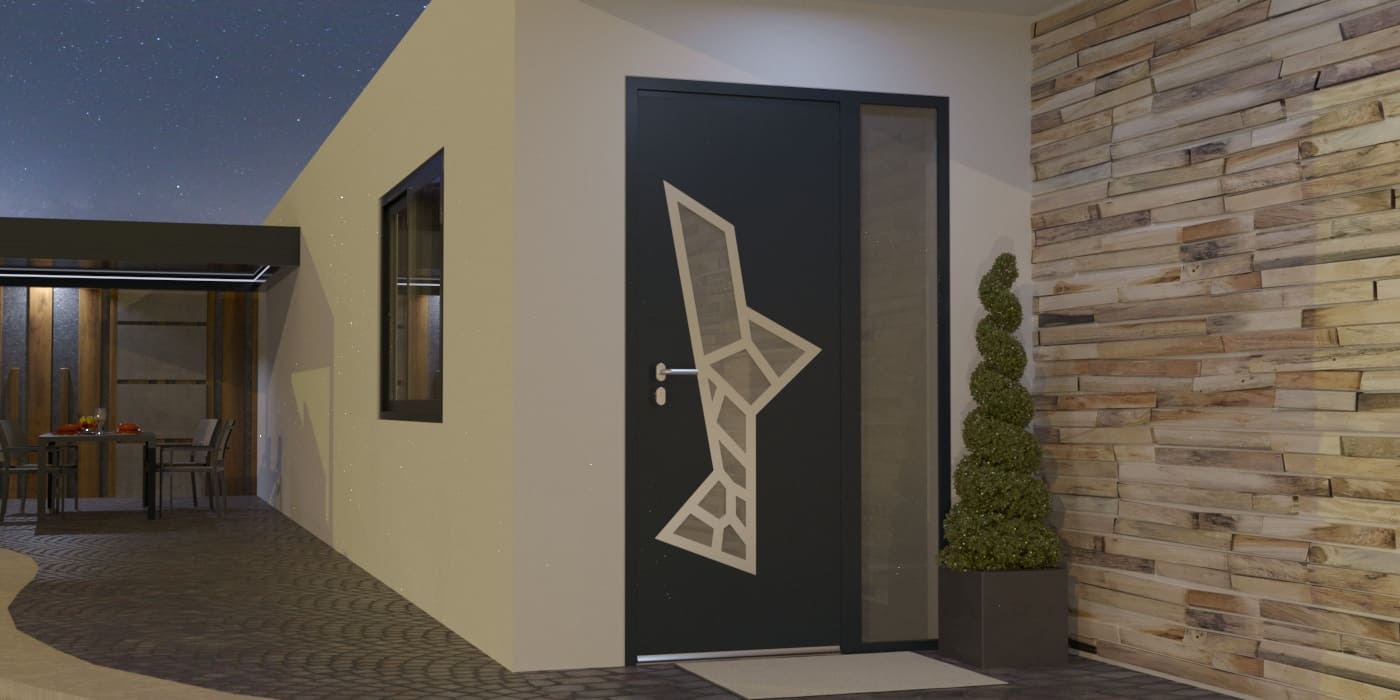 Puerta de Entrada en Aluminio a Medida Saria Alunox con Fijo - Imagen 1