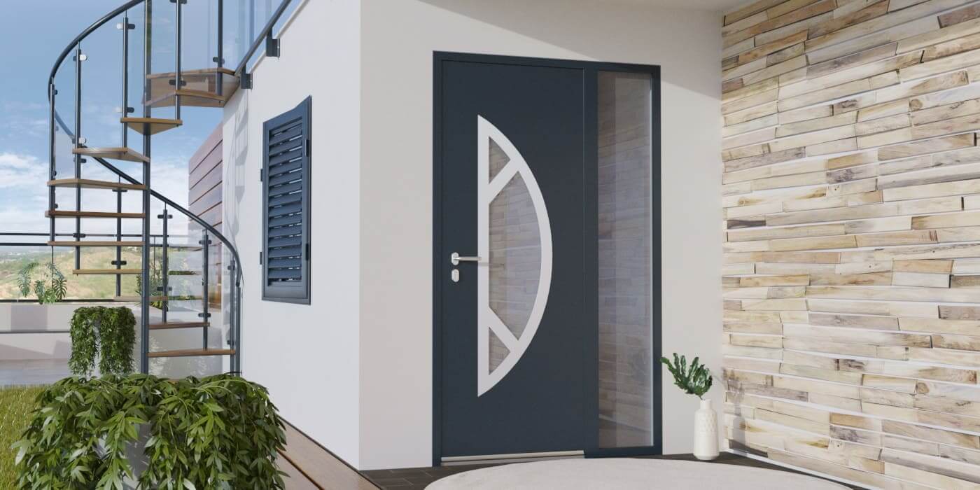 Puerta de Entrada en Aluminio a Medida Sicile Alunox con Fijo - Imagen 1