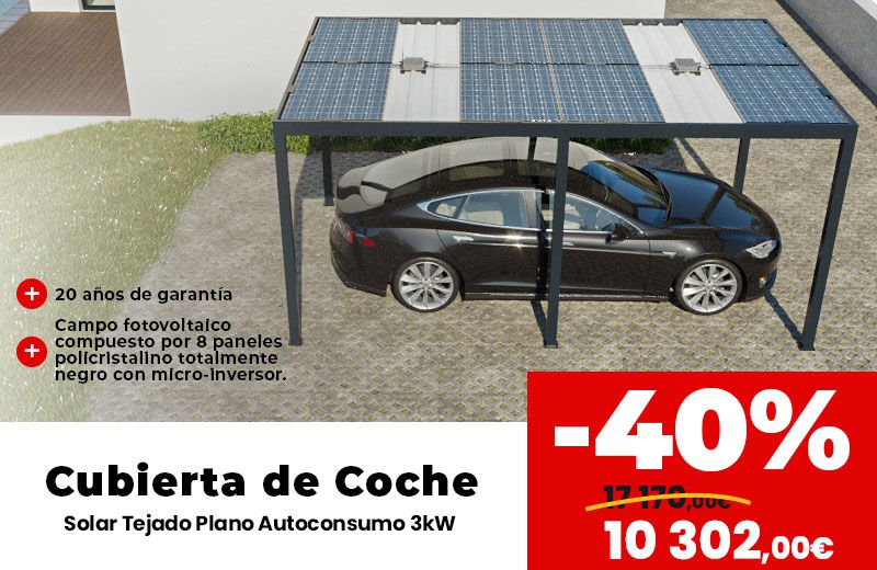 Las ofertas especiales: -40% en el Cubierta de Coche Solar tejado Plano Autoconsumo 3kW